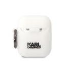 Apple AirPods / AirPods 2 Karl Lagerfeld 3D Logo NFT Karl Head Silicone tok (Fehér) - KLA2RUNIKH