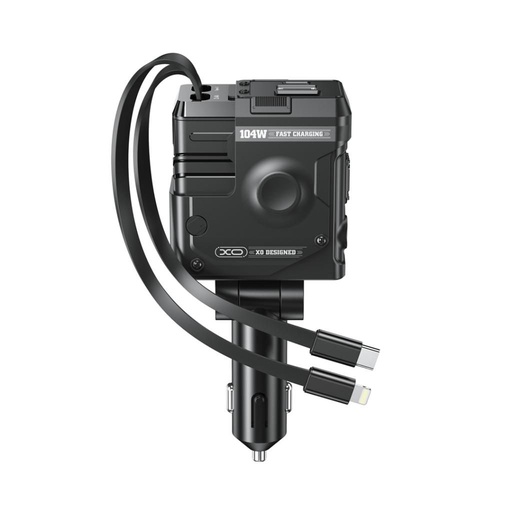 XO CC66 auto încărcător rapid PD + QC lightning és type-c cu cablu (Negru)