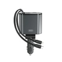 XO CC62 autós gyorstöltő PD + QC lightning és type-c kábellel (Szürke)