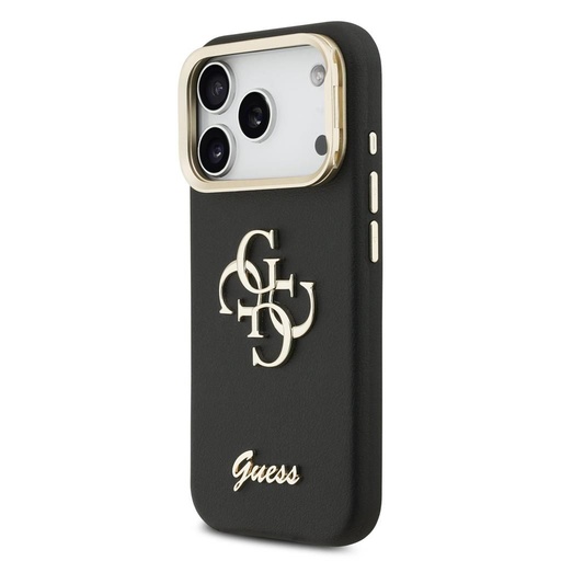 Guess PU Grained 4G Logo Stand Camera Frame iPhone 17 Pro (Negru)