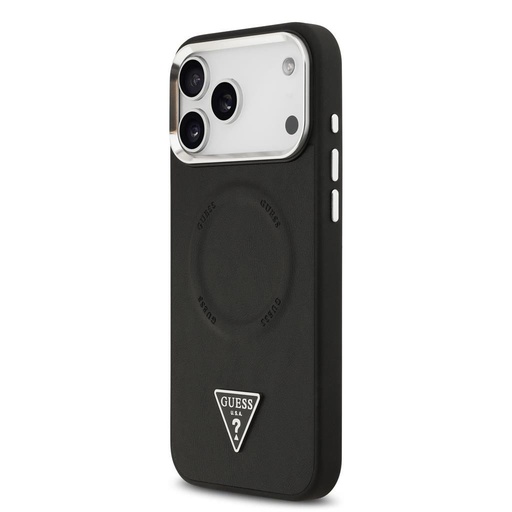 Guess PU Leather Triangle Logo MagSafe iPhone 17 Pro (Negru)