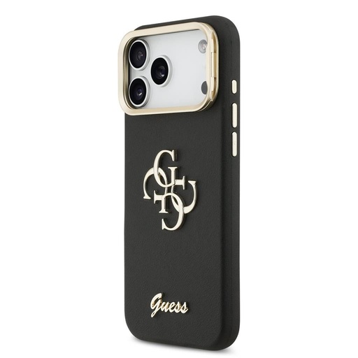 Guess PU Grained 4G Logo Stand Camera Frame iPhone 17 Pro Max (Negru)