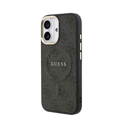 Guess PU Leather 4G Auriu Frame MagSafe iPhone 17 (Negru)