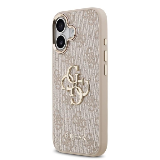 Guess PU Leather 4G Metal Logo Auriu Frame iPhone 17 (Roz)