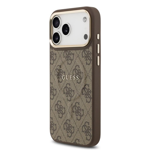 Guess PU Leather 4G Auriu Frame MagSafe iPhone 17 Pro Max (Maro)