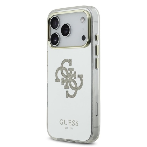 Guess PC/TPU Mirror 4G Glitter Logo MagSafe iPhone 17 Pro (Auriu)