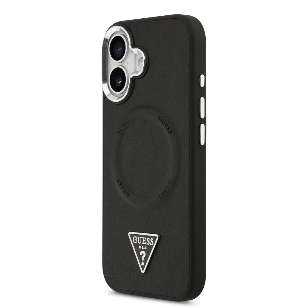 Guess PU Leather Triangle Logo MagSafe iPhone 17 (Fekete)