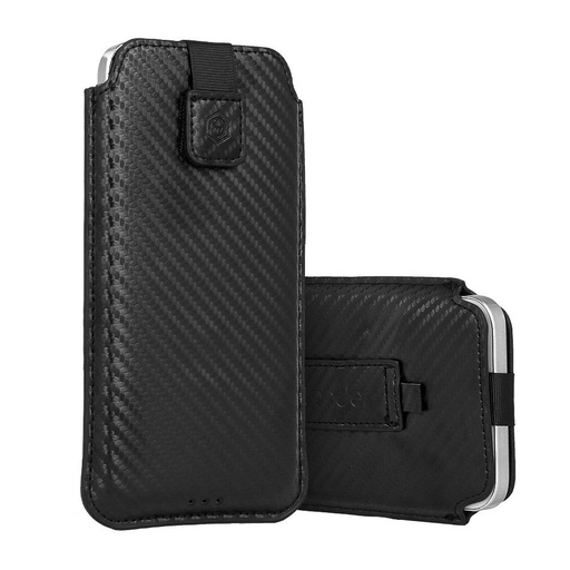 Wonder Carbon cu trecere cablu husă Nokia 105 2019 / 150 / 216 (Negru) – S dimensiune