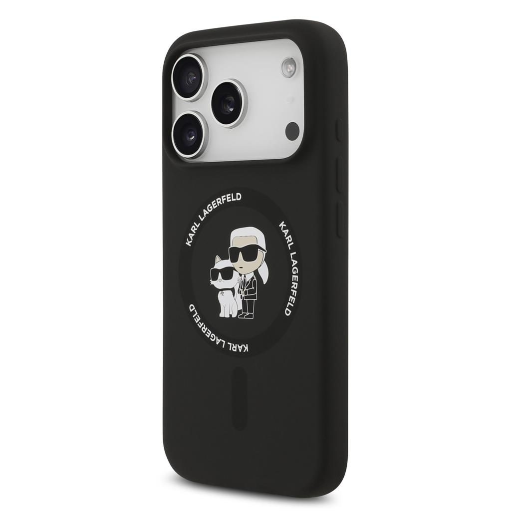 Karl Lagerfeld Liquid Silicone Karl and Choupette MagSafe tok iPhone 17 Pro (Fekete) - KLHMP17LSCMKCRHK