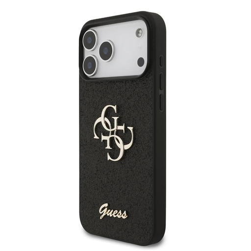 Guess PU Fixed Glitter 4G Metal Logo husă iPhone 17 Pro Max (Negru) - GUHCP17XHG4SGK
