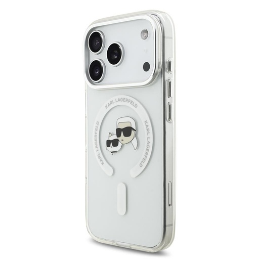 Karl Lagerfeld IML K&CH Heads Metal Frame MagSafe husă iPhone 17 Pro (Transparent) - KLHMP17LHLSKCH