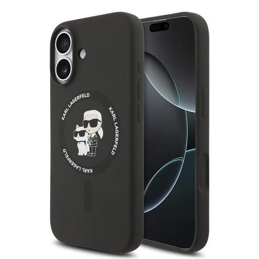 Karl Lagerfeld Liquid Silicone Karl and Choupette MagSafe husă iPhone 17 (Negru) - KLHMP17SSCMKCRHK