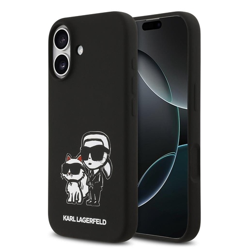 Karl Lagerfeld Liquid Silicone K&CH Sketch MagSafe husă iPhone 17 (Negru) - KLHMP17SSKCGRGOK