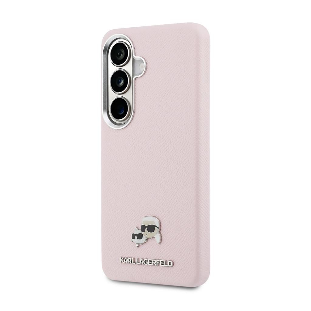 Karl Lagerfeld Grained PU Leather K&CH Heads Magnetic tok Samsung Galaxy S26 (Rózsaszín) - KLHMS26S6PFKCLP