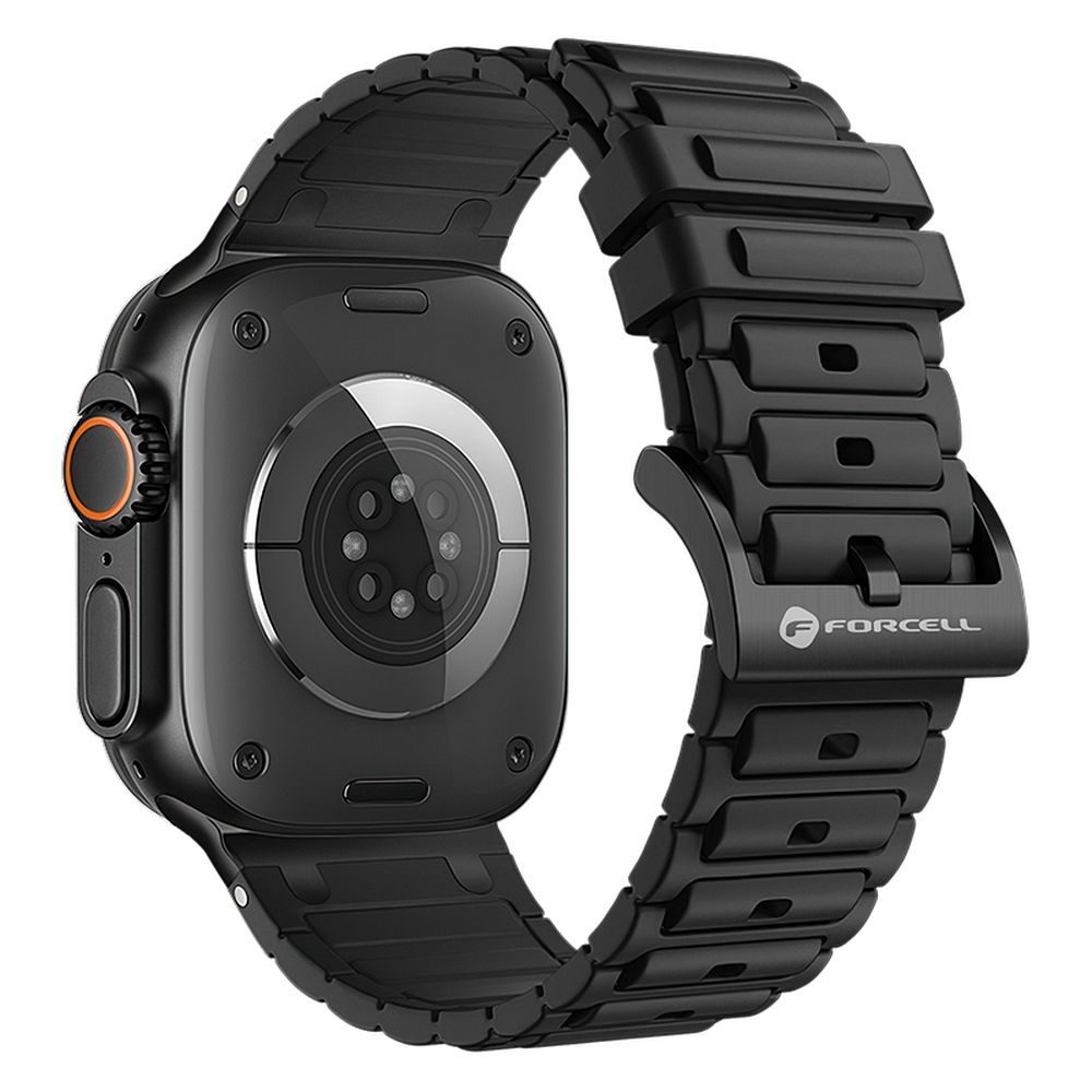 Forcell F-Design FA06 szilikon szíj Apple Watch 42 / 44 / 45 / 49 mm (Fekete)