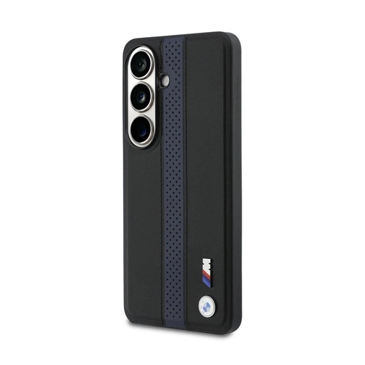 BMW M PU Leather Perforated Stripes and Metal Logo Magnetic Samsung Galaxy S26 (Albastru)