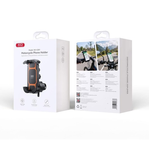 XO C201 complet închis pentru bicicliști/motor telefon suport (Negru/Portocaliu)