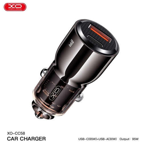 XO CC58 Intelligent transparent auto încărcător rapid (Gri închis) - 95W