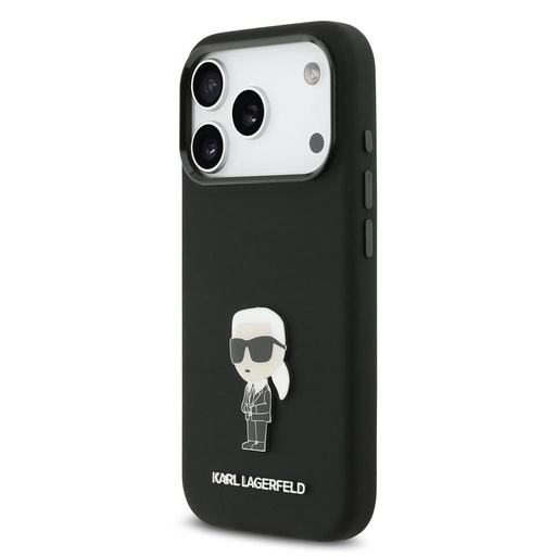 Karl Lagerfeld Liquid Silicone Metal Iconic husă iPhone 17 Pro (Negru)