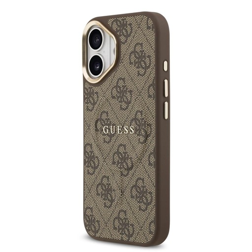 Guess PU Leather 4G Auriu Frame MagSafe husă iPhone 17 (Maro)