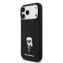 Karl Lagerfeld Liquid Silicone Metal Ikonik tok iPhone 17 Pro Max (Fekete)