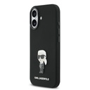 Karl Lagerfeld Liquid Silicone Metal Ikonik tok iPhone 17 (Fekete)