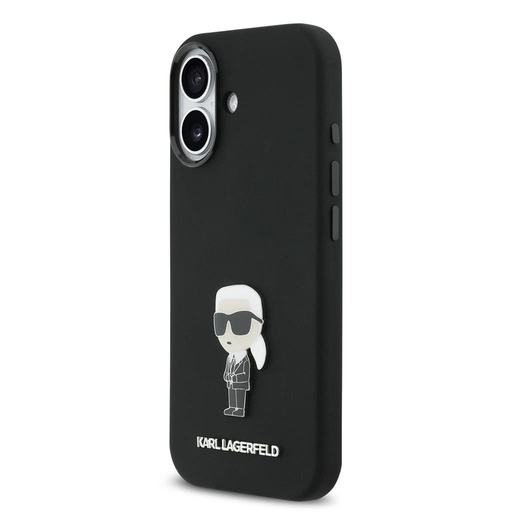 Karl Lagerfeld Liquid Silicone Metal Iconic husă iPhone 17 (Negru)