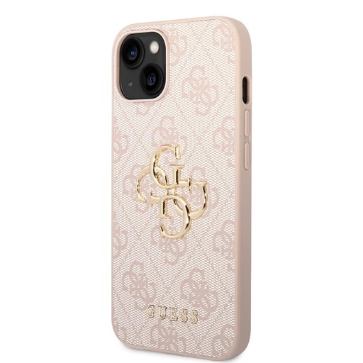 Guess PU 4G Metal Logo husă iPhone 15 (Roz)