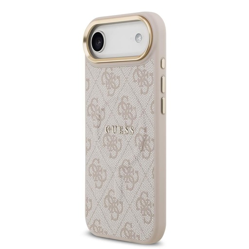 Guess PU Leather 4G Auriu Frame MagSafe husă iPhone Air (Roz)