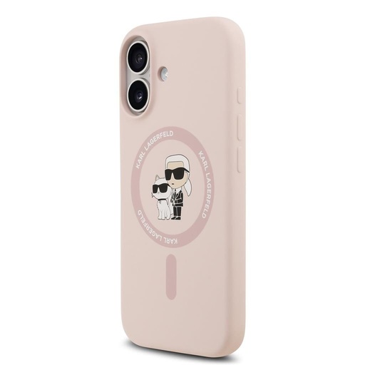 Karl Lagerfeld Liquid Silicone Karl and Choupette MagSafe husă iPhone 17 (Roz)