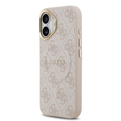 Guess PU Leather 4G Auriu Frame MagSafe husă iPhone 17 (Roz)