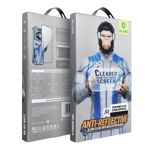 Apple iPhone 17 Pro Max BLUEO Ultra transparent anti-reflexie premium sticlă securizată (Transparent negru cu margine)
