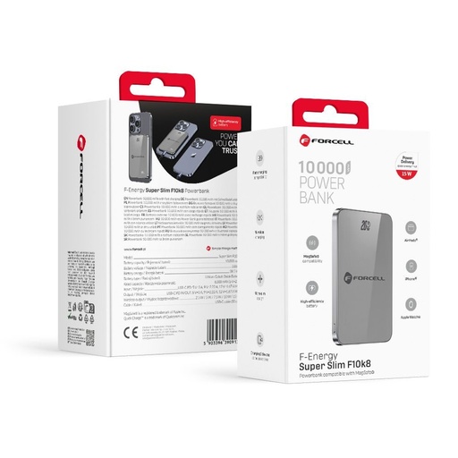 Forcell F-Energy SuperSlim F10K8 MagSafe power bank 15W 10000 mAh (Gri)