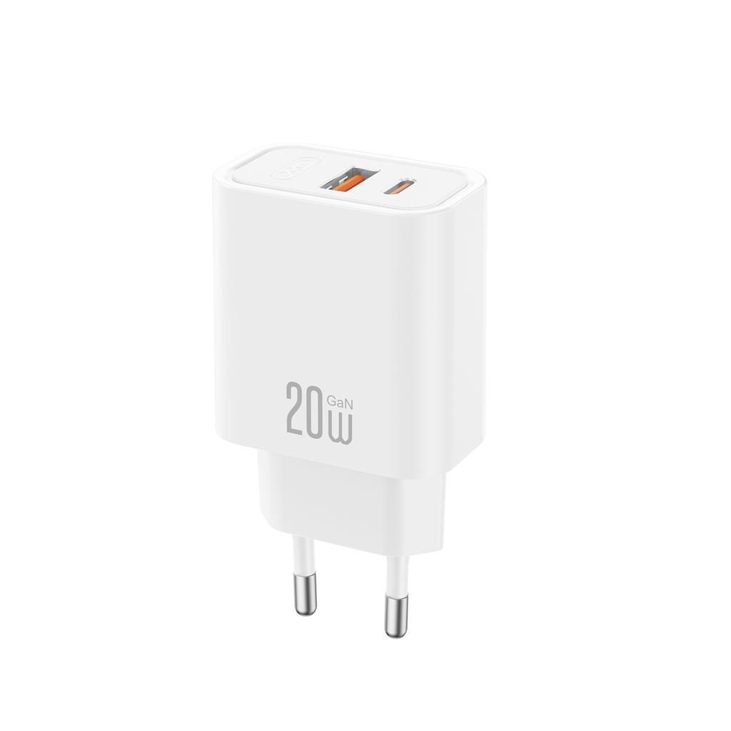 XO CE40(EU) hálózati gyorstöltő (Fehér) - 20W, 1xUSB-A + 1xUSB-C