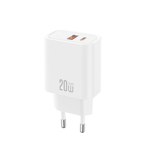 XO CE40(EU) de rețea încărcător rapid (Alb) - 20W, 1xUSB-A + 1xUSB-C
