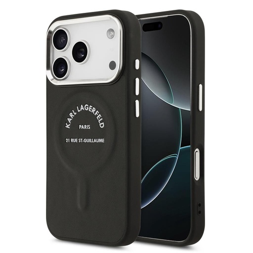 Karl Lagerfeld PU RSG Logo MagSafe husă iPhone 17 Pro Max (Negru) - KLHMP17XPSKRSGEK
