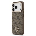 Guess PU Leather 4G Strass Triangle Logo Gold Frame MagSafe tok iPhone 17 Pro (Barna) - GUHMP17LP4GTDGMW