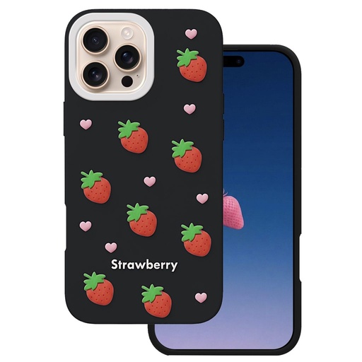 Apple iPhone 16 Pro Strawberry husă spate (Negru)