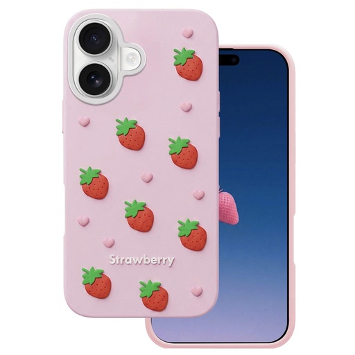 Apple iPhone 16 / iPhone 17 Strawberry husă spate (Roz)