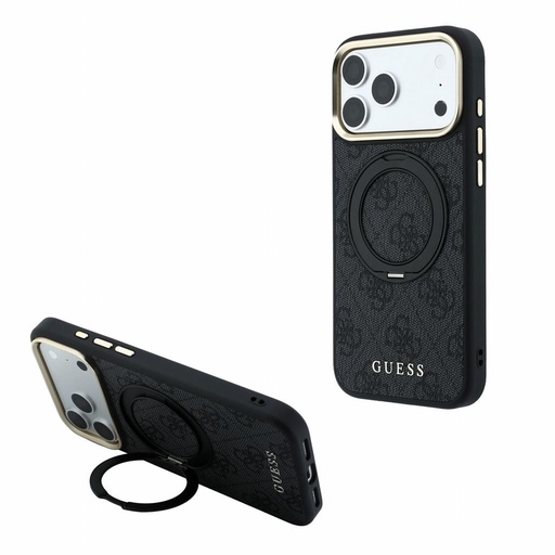 Apple iPhone 18 Pro Max Guess 4G Ring Stand MagSafe husă de protecție (Negru) (GUHMP18X6PS4RSCLK)