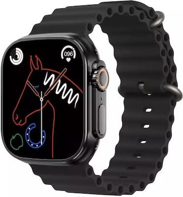 [6920680837991] XO M8 Pro smartwatch (Black) – 1.96", 49 mm, call answering, wireless charging