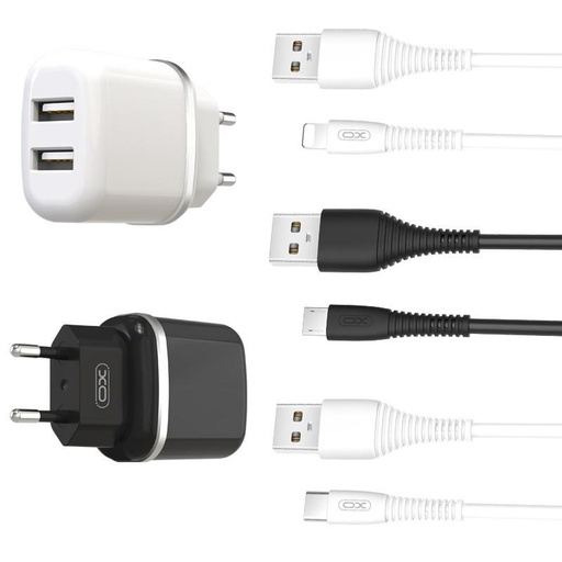 XO L69 2.4A încărcător (Negru) – dublu USB conector, micro USB cu cablu