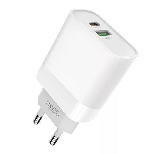 XO L64 PD 20W încărcător rapid (Alb) – PD 20W + QC 3.0, USB-A + USB-C conector