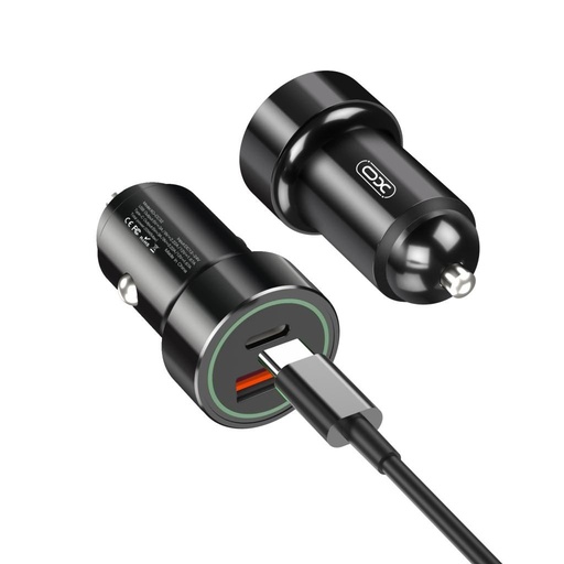 XO CC34 Auto încărcător, 20W, QC3.0, PD3.0 ieșire,micro USB cu cablu negru