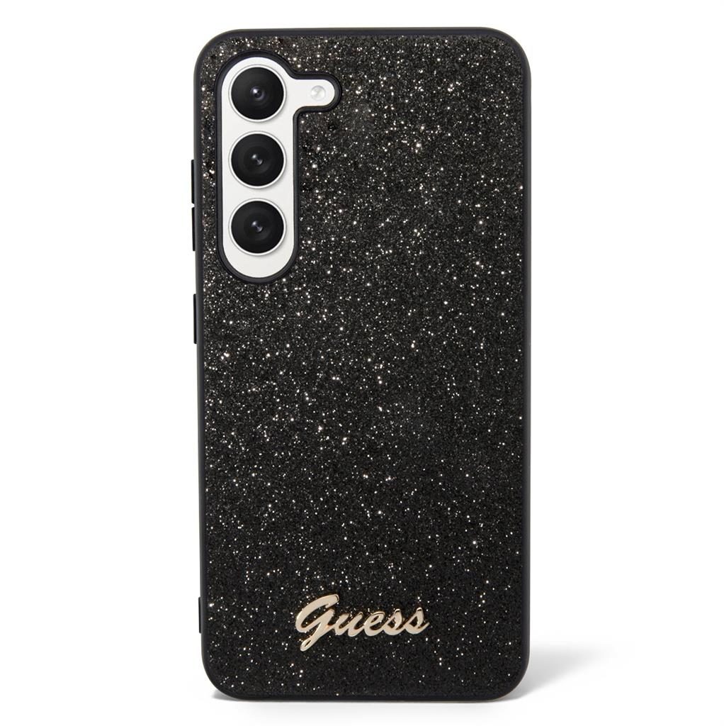 [GUHCS23MHGGSHK] Samsung Galaxy S23+ Guess Glitter Flakes Metal Logo case (Black) - GUHCS23MHGGSHK
