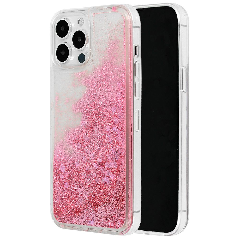 [POK047355] Samsung Galaxy A13 4G liquid heart back cover case (Rozé Gold)