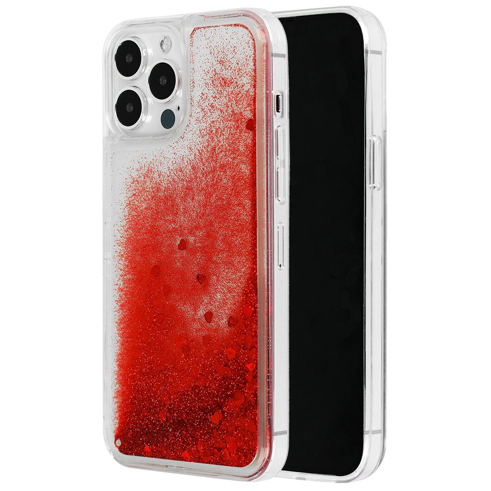 [POK047354] Samsung Galaxy A13 4G liquid heart back cover case (Red)