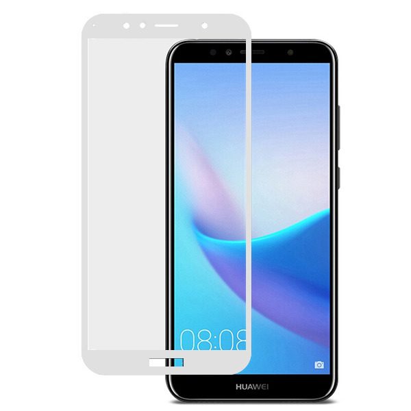 [KV-514621321] Huawei Y6 2018 5D tempered glass full screen, clear (white frame)