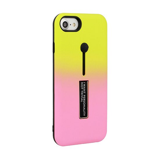 [KV-5845651321654984] Huawei P20 Lite ring finger stand back cover case, (yellow - pink)