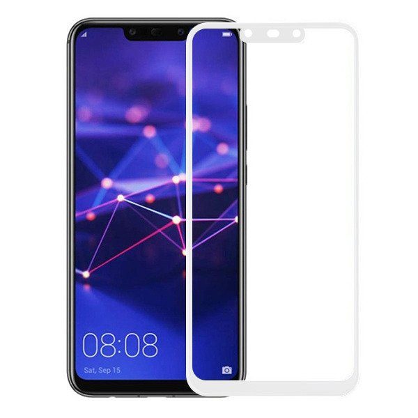 [KV-5901737923653] Huawei Mate 20 Lite 5D Hybrid teljes adhesive curved tempered glass, clear (white frame)